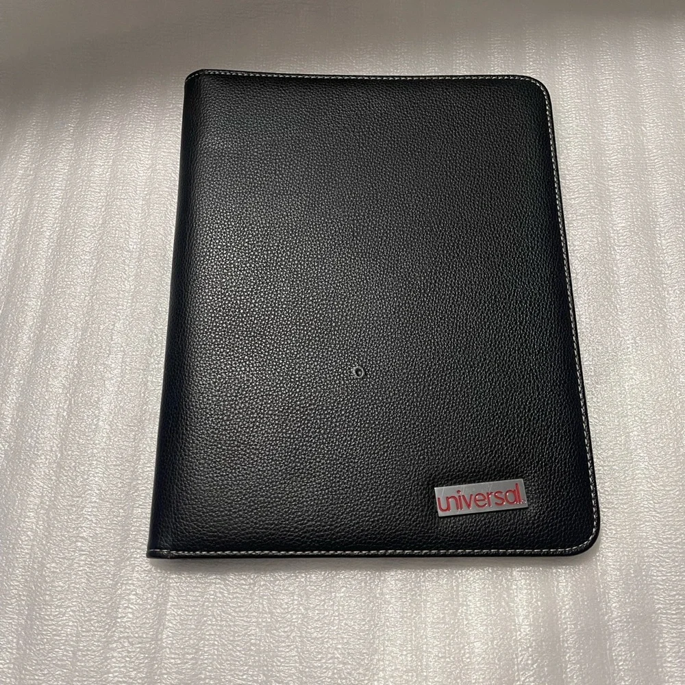 Universal Leather-Look Pad Folio – Black | Slim Business Organizer
